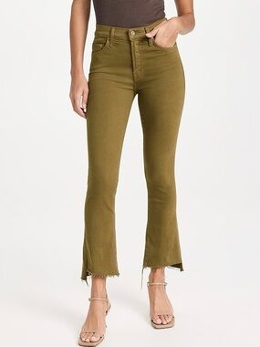 MOTHER The Insider Crop Step Fray Jeans Fir Green Size 25